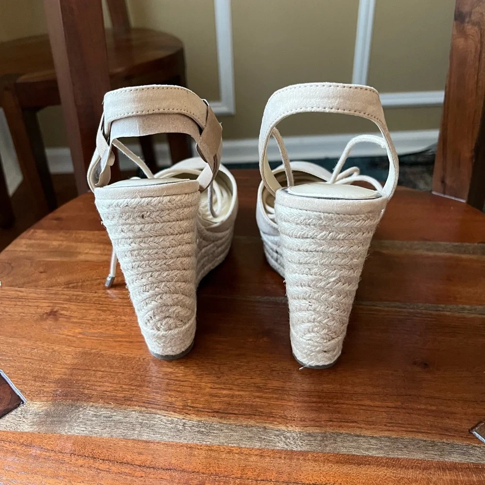 Jessica Simpson Beige Espadrille Platform Lace-Up Zilkio Sandal